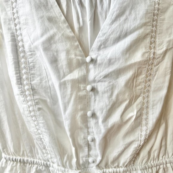 Point Sur white eyelet short sleeve peplum blouse with cap sleeves - Picture 6 of 9